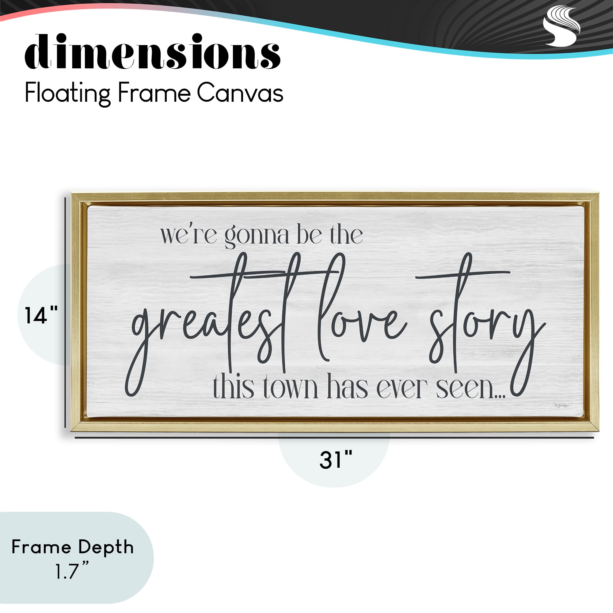 Stupell Industries Greatest Love Story Message Gold Framed Floater Canvas Wall Art, design by Susie Boyer