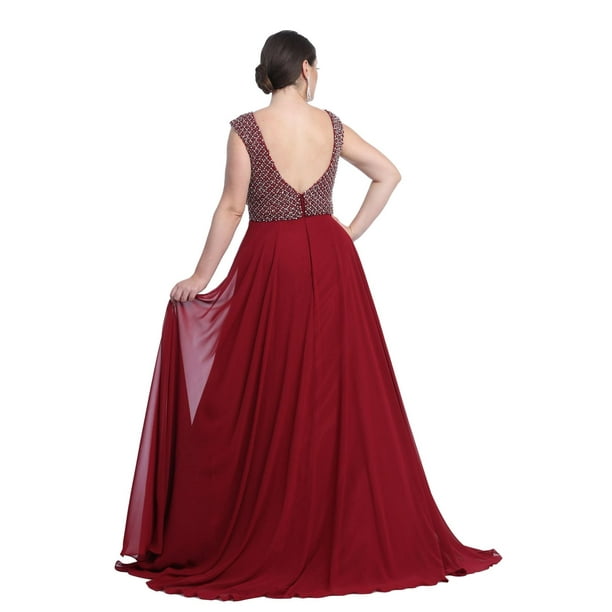 Formal Dress Shops Inc Empire Waist Occasion Dress FDS7512 Burgundy Size 4 - Walmart.com