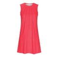 thumbnail image 4 of Fengqque Maxi Summer Dresses for Women Summer Solid Color Sleeveless Round Neck Pleated Dress, 4 of 6