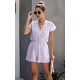 thumbnail image 4 of Women's Rompers-Summer Deep V Neck Wrap Floral Polka Dot Short Sleeve Beach Short Jumpsuit, 4 of 7