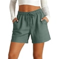 thumbnail image 2 of Nestiefly Womens Shorts Lightweight Bermuda Shorts for Women Casual 5 Inch Inseam Summer Linen Shorts with Pockets Army Green 2XL, 2 of 7