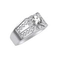 thumbnail image 3 of RYLOS Men's Rings Sterling Silver Designer Starburst 7MM Round Gemstone & Diamond Ring White Topaz April Birthstone Size 10, 3 of 7