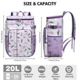 thumbnail image 3 of Travel Cooler Bag - LightPurple Dinosaurs Flowers Pattern Camping Beer Cooler Backpack with Bottle Opener- Waterproof Insulated Picnic Backpacks - Cooler Bag for Beach, 3 of 6