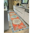 thumbnail image 3 of Blue Rugs, Custom Rugs, Salon Rug, Orange Rug, Moroccan Design Rug, Thin Rug, Decorative Rug, Antique Decor Rug, Bathroom Rug, Entryway Rug, 2.3'x3.3' - 70x110 cm, 3 of 6