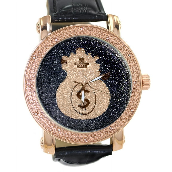 Men's Rose gold-tone diamond clubbing Hip-hop watch 50mm 12mm thick case.