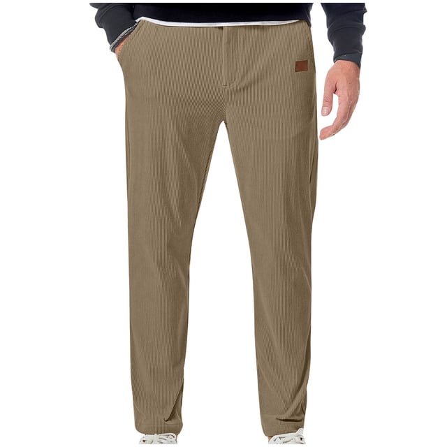 Puntoco Pantalones deportivos de cintura elástica con cremallera y bolsillos de color sólido para hombre