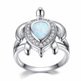 thumbnail image 2 of Vintage Turtle Ring Gold Plated Inlaid Artificial Gemstone White Fire Opal Jewelry For Women Gift Fashion Ring, 2 of 3
