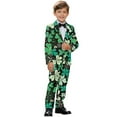 thumbnail image 2 of Xoenoiee Shamrock Print Boys Suit Slim Fit 2 Piece Formal Suits for Kids St. Patrick's Day Wedding Dress Tuxedos Blazer Pants Suits Set, Size 7-8 Years, 2 of 7