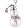 thumbnail image 2 of Pendentif Bonhomme de Neige Perle Simulée Collier Long Cadeau Collier Perle Simulée Strass Collier Cadeau Bijoux de Noël Chaîne de Chandail, 2 of 9