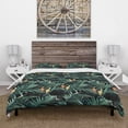 thumbnail image 3 of Designart 'Tropical Yellow Birds On Black Background With Green Jungle Leaves' Abstract Duvet Cover Set, 3 of 4