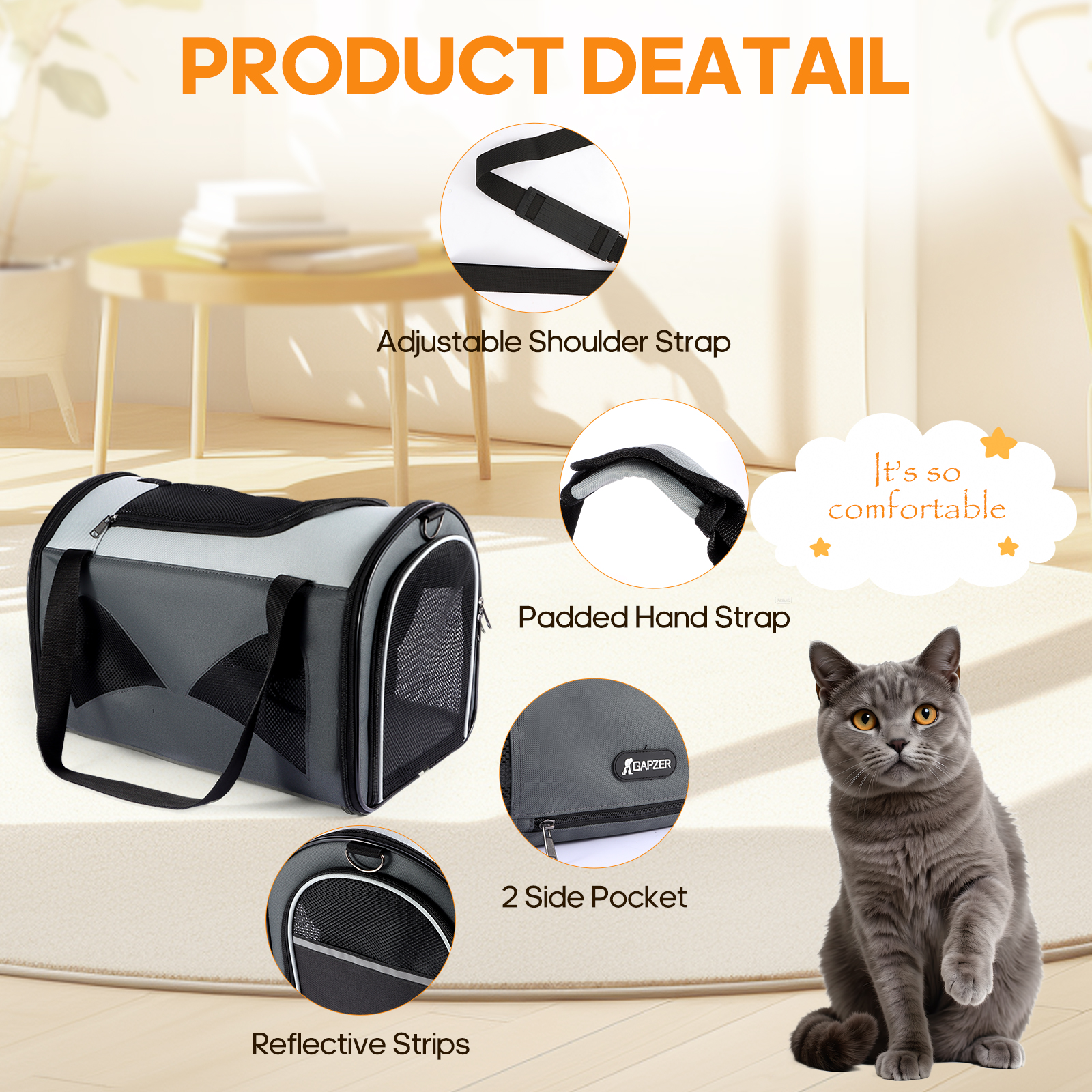 Cat Carrier Airline Approved for Small Dogs Puppy, Kitten Carriers Under 16lbs, Collapsible Soft Sided TSA Approved Travel Carrier