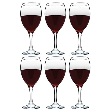 Vikko Wine Glasses, 15 Ounce Wine Glass, Set of 6 Stemmed Wine Glasses for Red and White Wine, Thick and Durable Wine Glasses, Clear Glasses for Wine