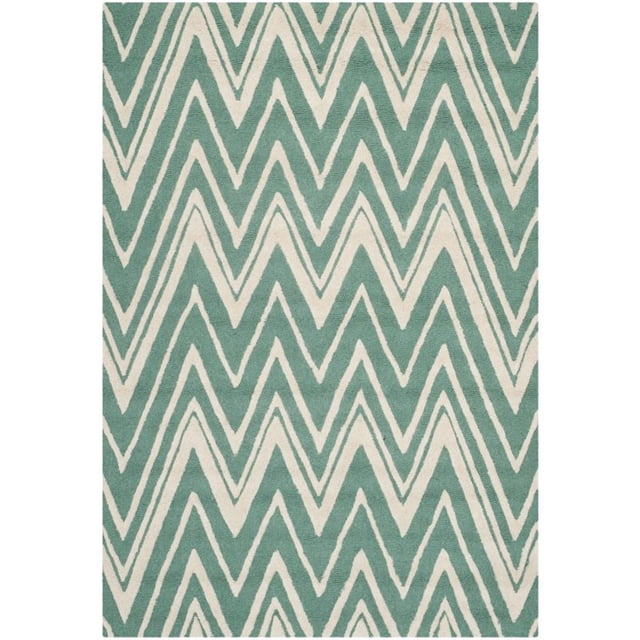 Safavieh Cambridge 4' X 6' Hand Tufted Wool Rug in Teal and Ivory