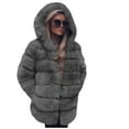 thumbnail image 2 of qolati Winter Coats for Women 2024 Hoodie Long Sleeve Fleece Soft Jackets Y2k Open Front Fluffy Short Coat Outerwear, 2 of 4