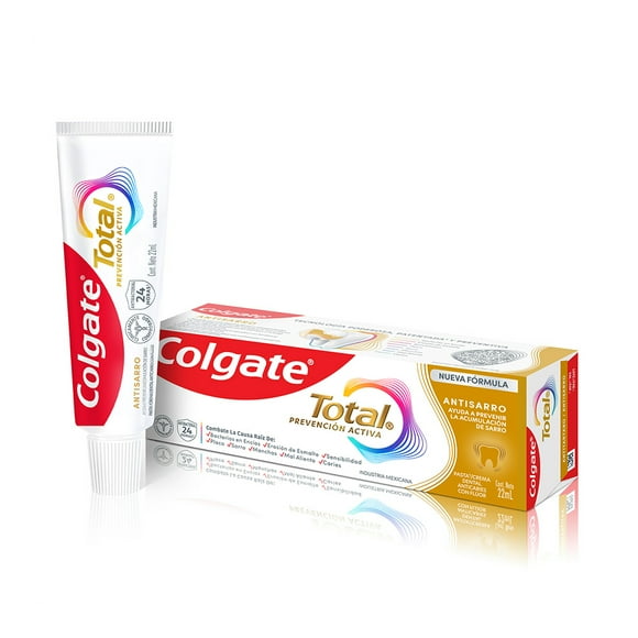 Pasta Dental Colgate Total Antisarro Anticaries con Flúor Prevención Activa 22 ml