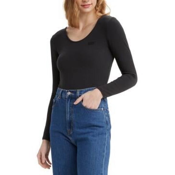 MSRP $35 Levi's Women's Rosie Cotton Bodysuit Black Size Large