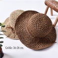 thumbnail image 2 of Sombrero de paja plegable para mujer, protección ultravioleta, sombrero de paja para mujer, capa panamá de borde ancho, capa de playa a la moda, decoración con lazo, 2 of 5
