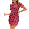 thumbnail image 1 of Abstract Pattern Loose Pocket Dress Women Casual V Neck Dress Printed Dress Abstract Pattern Blue Red Grunge Spot Modern Style, 1 of 5