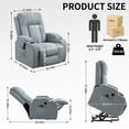 thumbnail image 7 of BedLuxury Power Lift Recliner Chair Sofa with Massage and Heat for Elderly,Extra Wide Heavy Duty Recliner with Cup Holders and Side Pockets for Living Room(Grey), 7 of 7