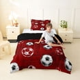 thumbnail image 2 of Castle Fairy Pink Soccer Print Twin Comforter Sets 2pcs, Vintage Sport Ball Bedding Set, Black Red,Black Reversible,1 Comforter and 1 Pillowcase, 2 of 6