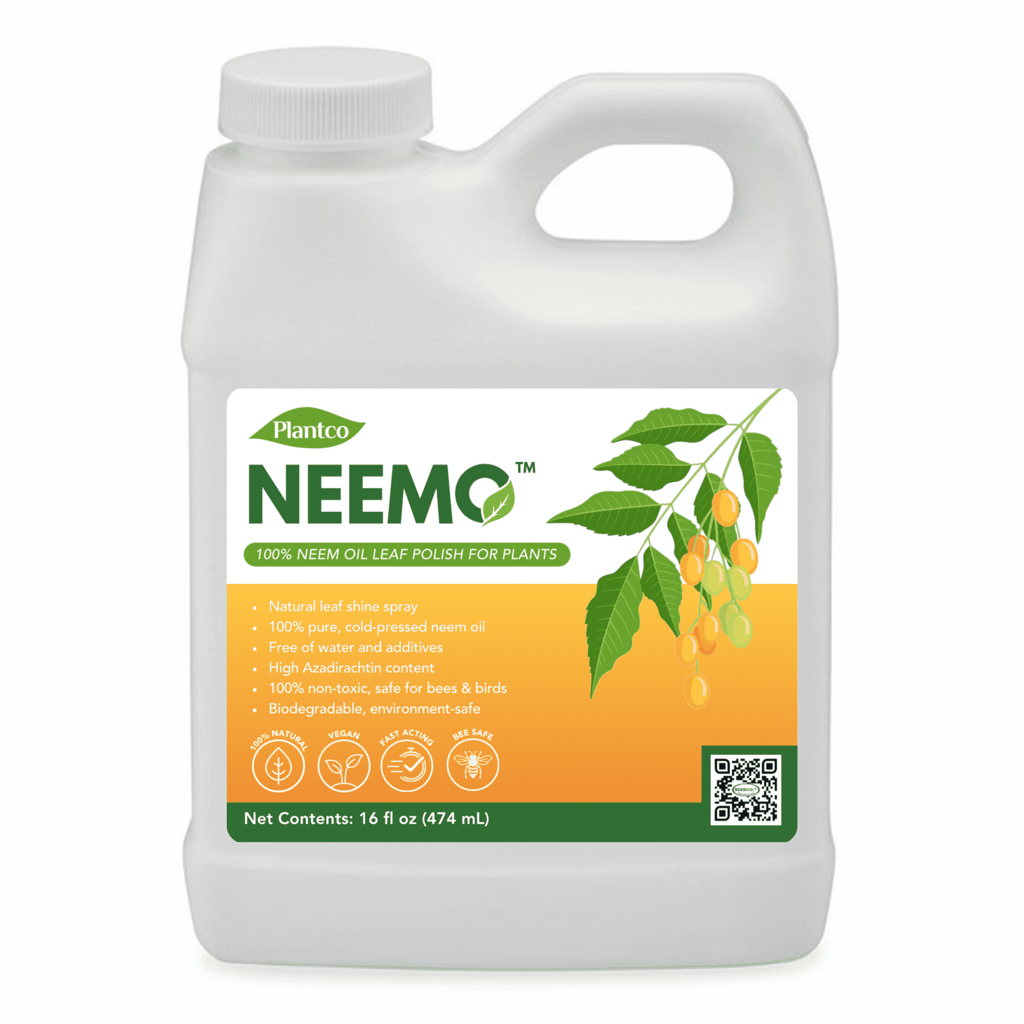 Neem Oil Concentrate for Plants | Neem Spray for Gardening | 16 fl oz concentrate makes 16 Gal. (60 L) of Neem Spray