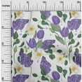 thumbnail image 1 of oneOone Cotton Silk Medium Purple Fabric Leaves & Tulip Floral Sewing Craft Projects Fabric Prints By Yard 42 Inch Wide, 1 of 4