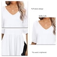 thumbnail image 4 of Blusa de manga corta con cuello en V para mujer, blusa de manga corta con volantes de Color puro a la moda para verano, color blanco S, 4 of 5