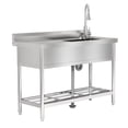 thumbnail image 1 of Bingirl Stainless Steel Utility Sink Free Standing Single Bowl Kitchen Sink with Cold and Hot Water Pipe and Faucet Washing Hand Basin for Laundry Room Kitchen Restaurant Garage Garden Backyard, 1 of 7