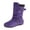 Purple, variant on Womens Retro Slouch Mid Calf Flat Boots Comfortable Casual Buckles Suede Knit Patchwork Round Toe No Heels Dress Booties Fall Winter