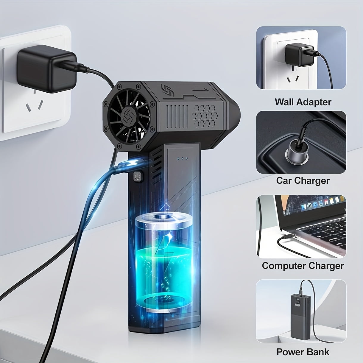 Cordless electric Air Duster, 400000 RPM Highspeed Airflow for Keyboard Computer cleaning, Portable Jet Blower for Home Car Dust Removal, No Cans Required