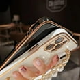 thumbnail image 3 of Compatible with iPhone Case,Cool Electro Plated Pearl with Wristband Strap Bracelet Chain Camera Lens Protection Soft Shockproof Cover Phone Case (White,iPhone 11), 3 of 8