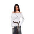 thumbnail image 2 of Off Shoulder Knit Sweater Top For Women Distressed Hollow Out Design Cozy Plus Size Tops Casual Comfortable Pullover, 2 of 2
