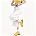 thumbnail image 4 of Bmisegm Denim Pants for Women Elegant Relaxed Cut Breathable Flowy Capri Trousers Summer Womens Wide Leg Pants White_007 XS, 4 of 5