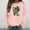 Pink, variant on jsaierl St. Patrick's Day Sweatshirts for Women Casual Long Sleeve Clover Love Letter Print Tee Irish Vintage Crew Neck Tops Dressy Casual T-Shirt Blouse Gift for Women