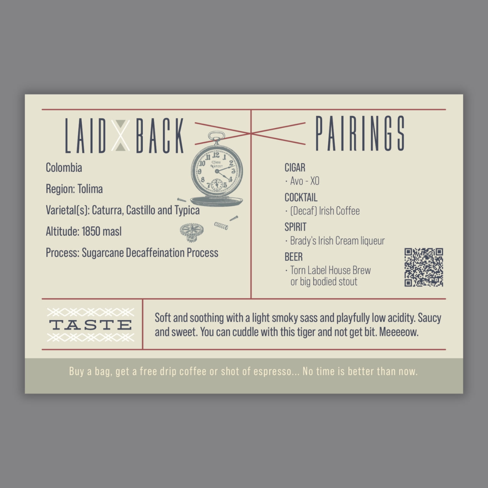 Laid Back Decaf | 12oz Whole Bean Medium Roast Coffee