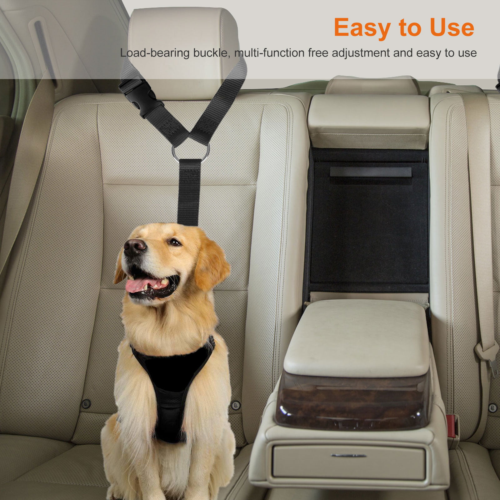Curli Car Safety Belt Dog Car Seat Belts Nylon Extra Strong Adjustable Length Car Seat Belt for Dogs 