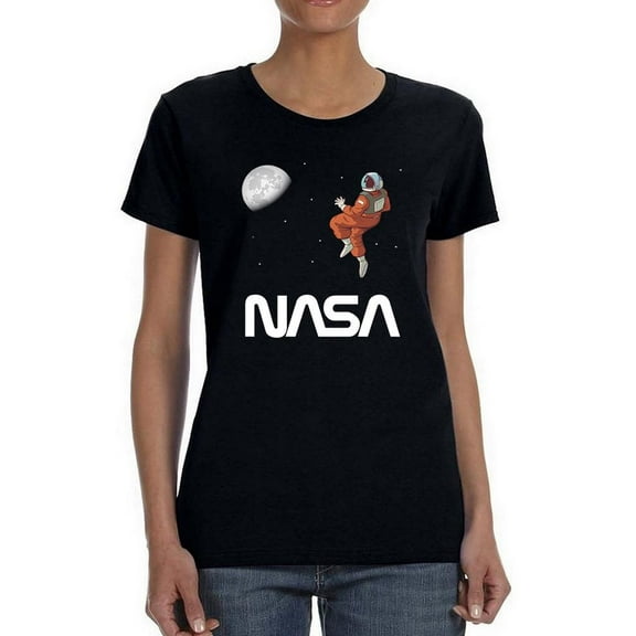 NASA Nasa Astronaut Gazing Moon Shaped T-Shirt Women -NASA Designs, Female Medium
