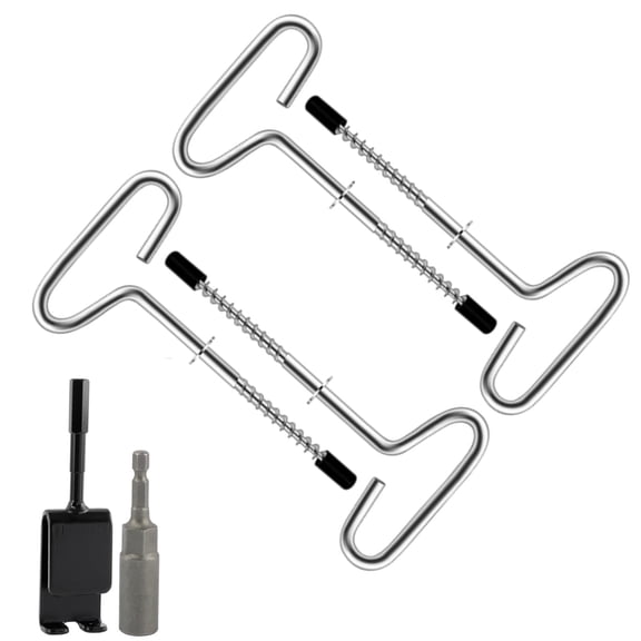 6 Pack Heavy Duty Ice Anchor Tool Kit for Ice Fishing Shelter,Includes 1 Drill Adapter,4 Threaded Pegs & 1 Impact Socket,Portable Ice Tent Stakes & Setup Accessories