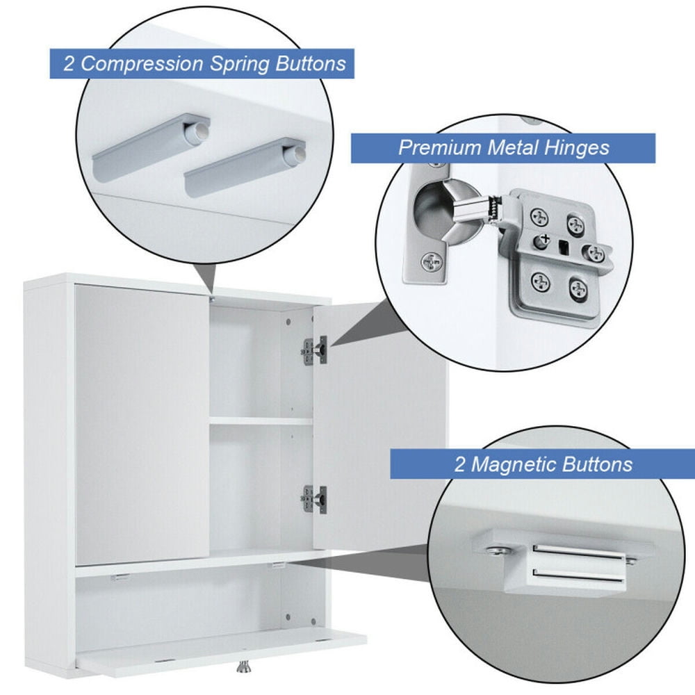 Finihen Bathroom Wall Cabinet, Wall Mounted Bathroom Mirror Cabinet, Double Door Wall-Mounted Bathroom Mirrored Medicine Cabinet, for Bathroom, White Finihen Bathroom Wall Cabinet, Wall Mounted Bathroom Mirror Cabinet, Double Door Wall-Mounted Bathroom Mirrored Medicine Cabinet, for Bathroom, White