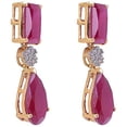 thumbnail image 2 of Ratnavali Jewels Cubic Zirconia Diamond Gold Plated Red Dangle Drop Earrings for Women, Girls, 2 of 3