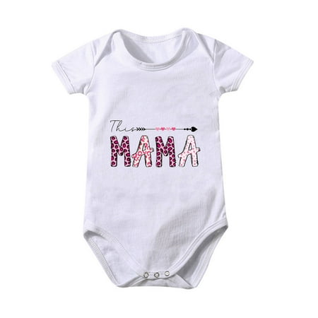 

Penkiiy Toddler Baby Boys Girl Comfortable Mother s Day Print Short Sleeve Romper Jumpsuit kids Baby Easter Romper 0-3 Months White 2023 Summer Deal