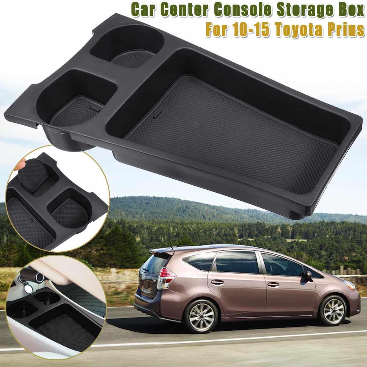 Carmate Cup Holder Tray Black for Toyota Prius 