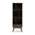 thumbnail image 2 of Simpli Home Draper 64 inch x 22 inch Solid Wood Mid Century Modern Bookcase and Storage Unit in Medium Auburn Brown, 2 of 12
