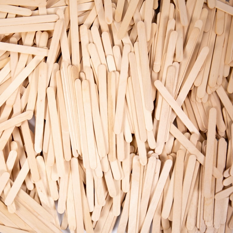 200 Pcs Natural Wood Popsicle Sticks Wooden Craft Wax Sticks 4-1/2