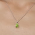 thumbnail image 3 of Gem Stone King 14K White Gold Green Peridot and Pink Lab Grown Diamond Pendant Necklace for Women | 3.02 Cttw | Gemstone August Birthstone | Pear Shape 12X8MM | With 18 inch Chain, 3 of 6