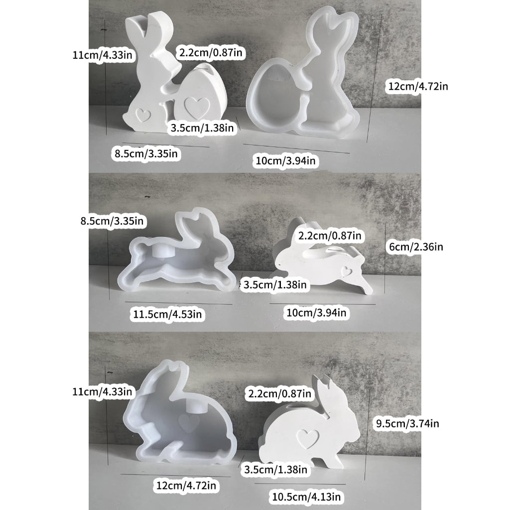 Aurgiarme Set of 3 Craft Molds Candle Bracket Molds Rabbits Shape Crafting Molds Candle Holder Molds for Home and Table Decorating