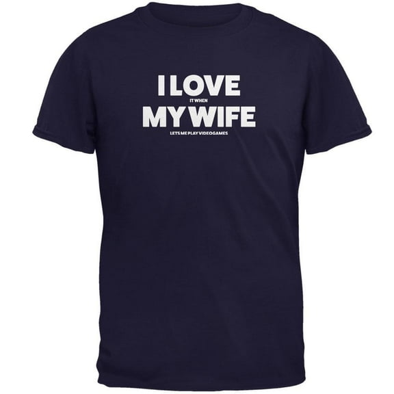 Valentines I Love My Wife Video Games Navy Adult T-Shirt - X-Large