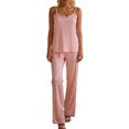 thumbnail image 2 of Taylonsss Womens Print Lace Trimmed Straps Breathable Tank and Pants Pajamas Set Casual Comfortable Loungewear for Summer Everyday Home Wear, 2 of 9