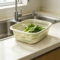 thumbnail image 6 of Large Rectangular Plastic Basket with Drain Holes, Multi-Purpose Kitchen Storage Organizer, Sturdy Container for Vegetables, Fruits, Bread, Pantry Sundries and Household Grocery Sorting, 6 of 7