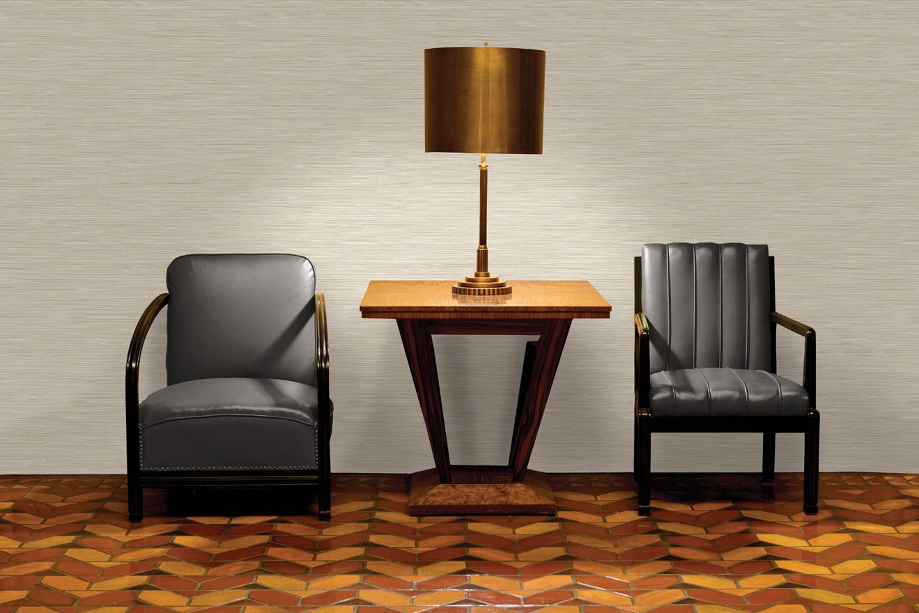Taupe Metallic Grasscloth like Textured Wallpaper R8402